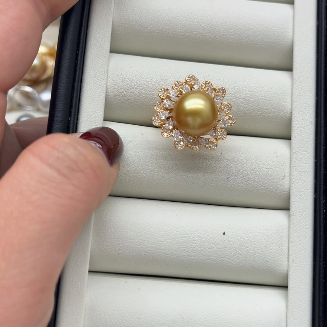 银S925镶嵌戒指海水珍珠