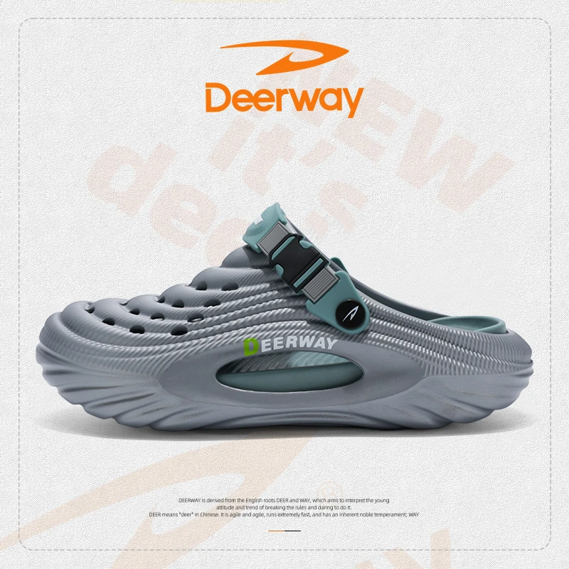 德尔惠防滑透气情侣洞洞鞋男款厚底凉鞋男士夏季户外踩屎感沙滩鞋