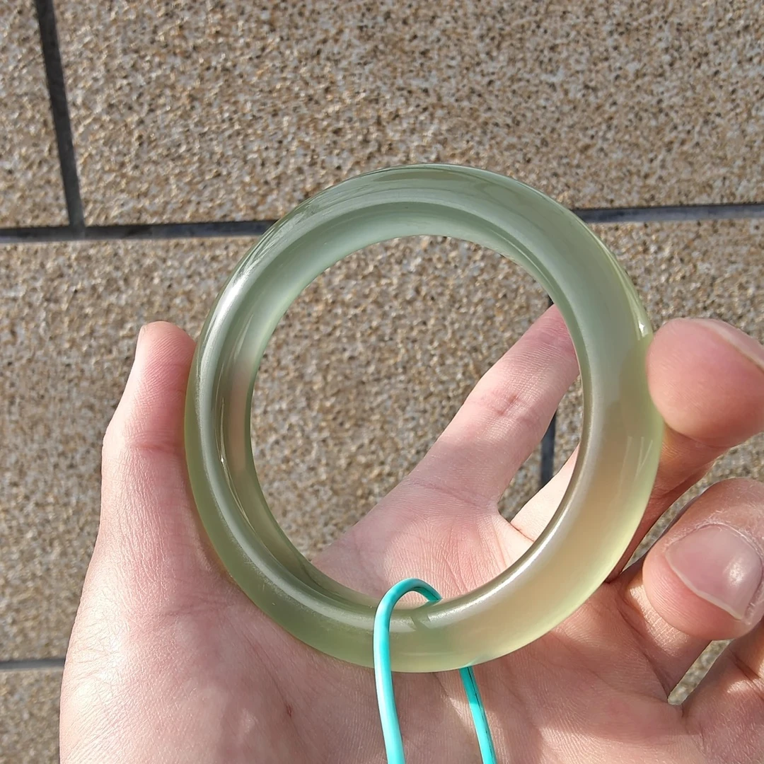 【传承】多肉葡萄手镯高定岫玉1 圆条冰透手工精美高冰美人镯