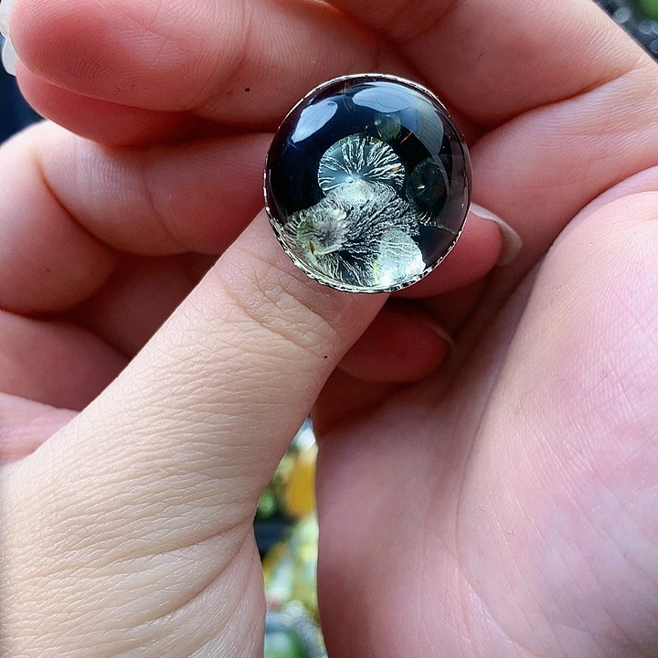 琥珀裸石银S925镶嵌戒指