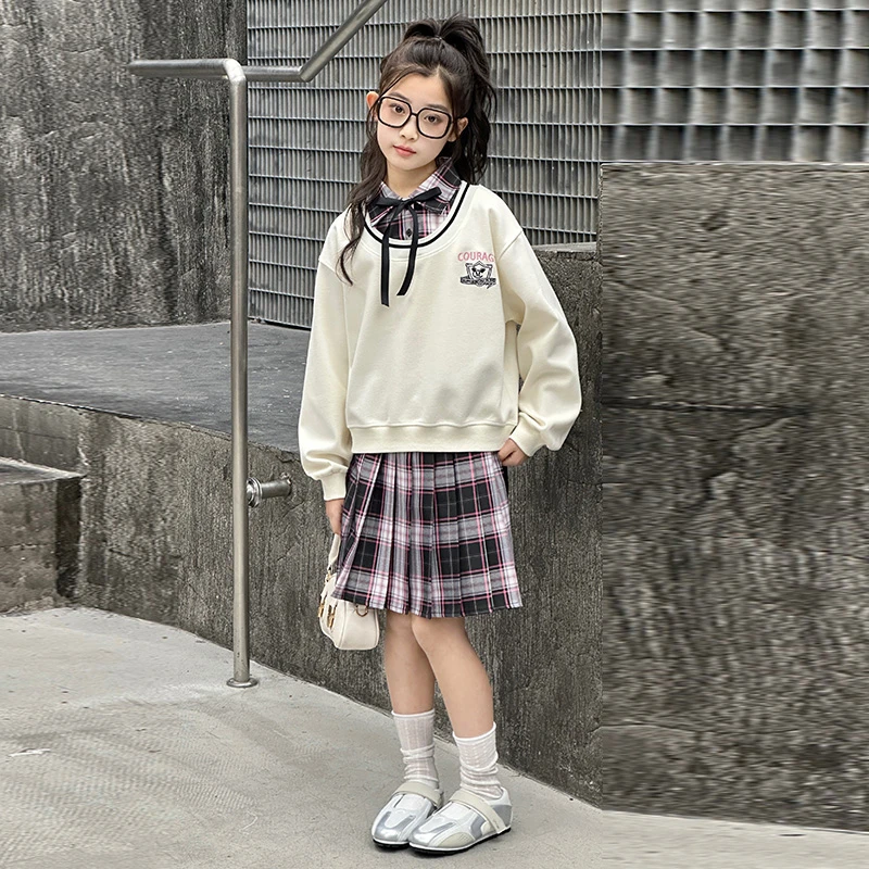 女童春季套装2025新款洋气时尚学院风两件套6-12岁中大童女孩春款