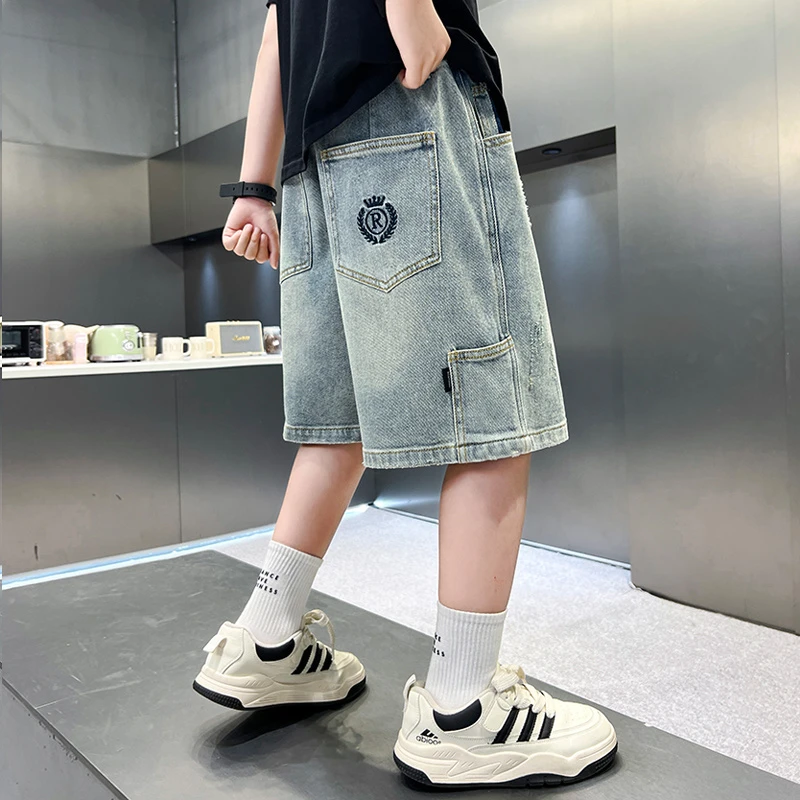 男童牛仔短裤2025新款大童休闲帅气男孩儿童夏装五分裤子夏季薄款