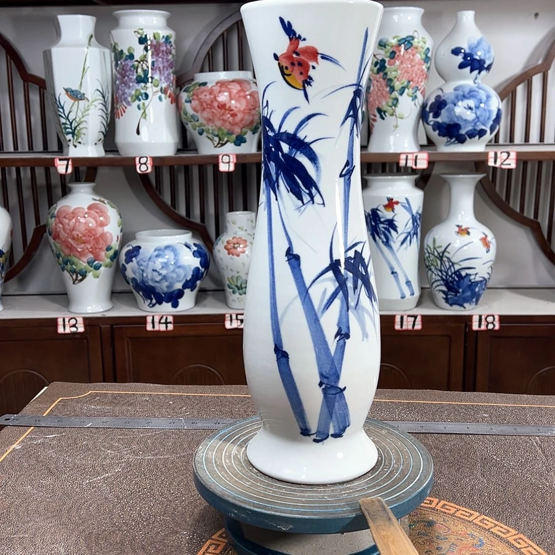 摆件景德镇陶瓷蛮竹鸟