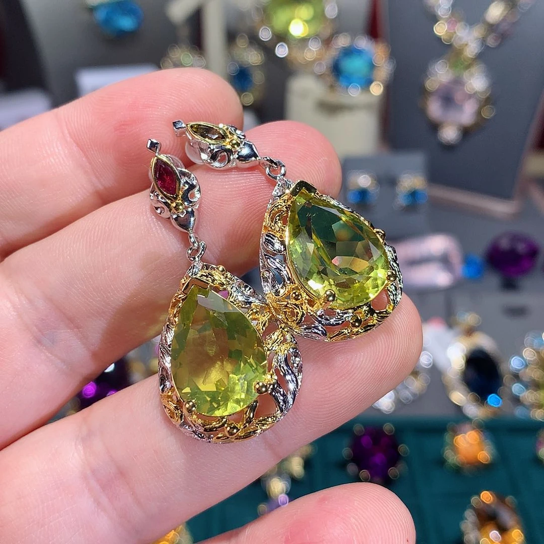 水晶耳饰银S925镶嵌升****a耳饰