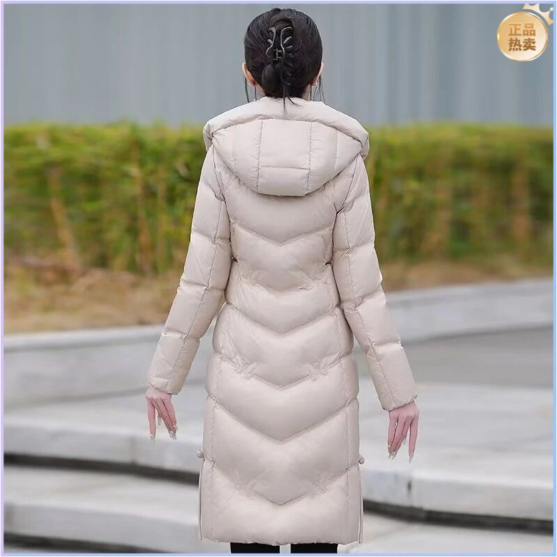 气质中长款羽绒服过膝新款加厚冬季保暖修身鸭绒时尚外套