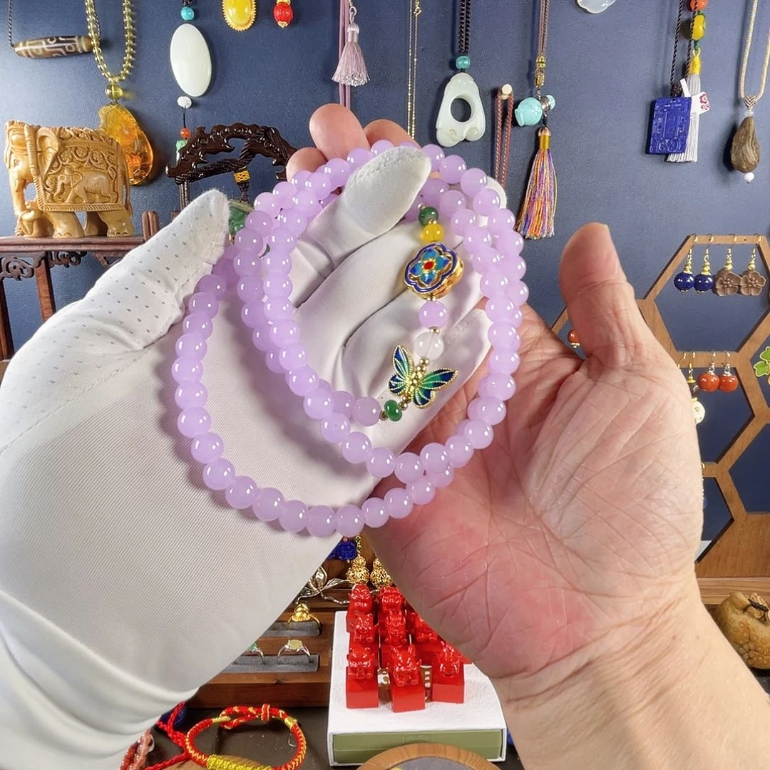 颈饰琉璃琉璃粉色长款项链