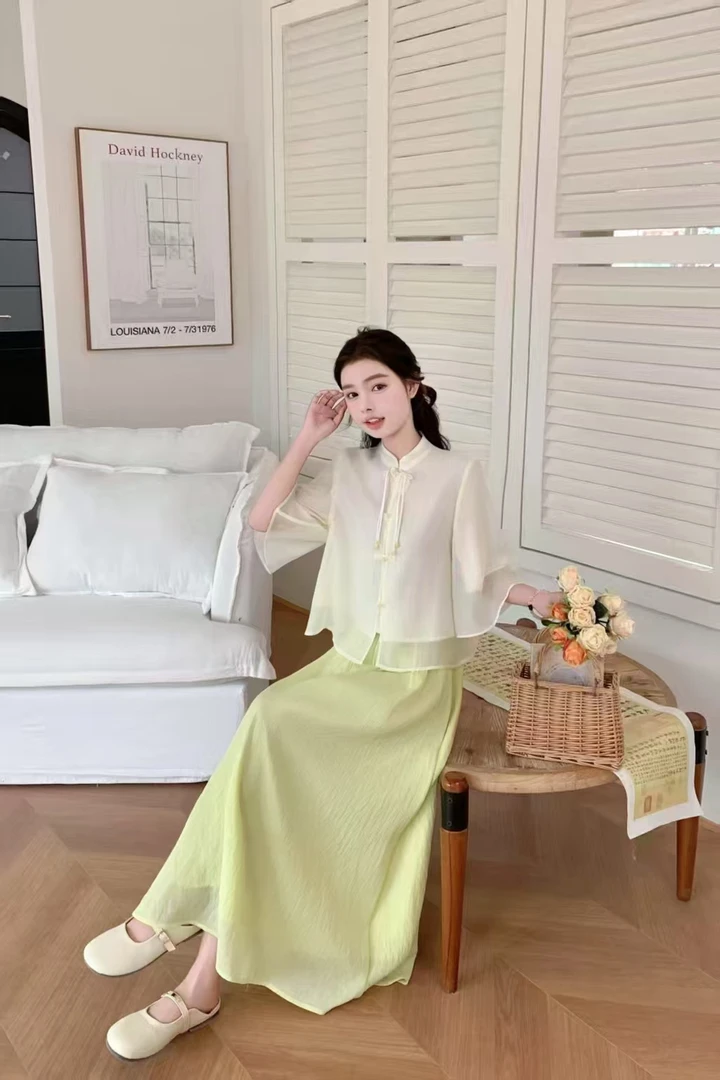 1159【衣长50裙长88】新中式国风半身裙套装女夏日绝美穿搭汉服两件