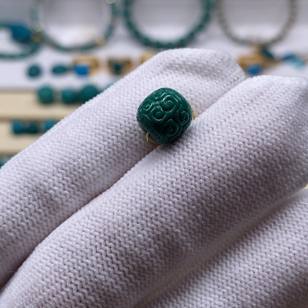 绿松石未镶嵌珠宝奇石回纹老型8.9mm