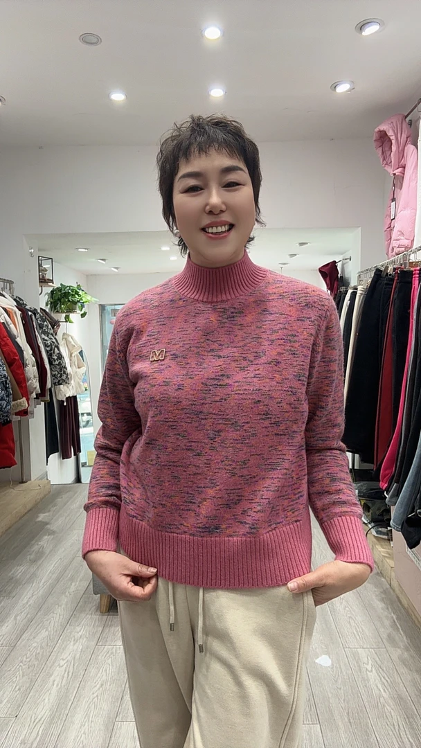 针织圆领套头通用毛衣高领毛时尚半高领衫加厚休闲绒衫