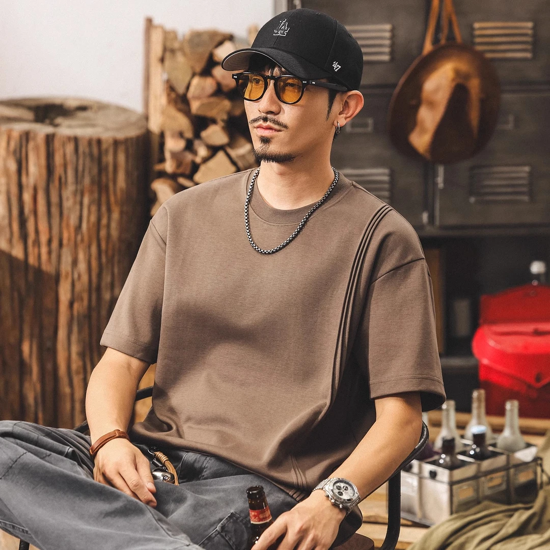 美式复古设计感小众短袖潮牌夏季300g重磅t恤男宽松休闲男士上衣