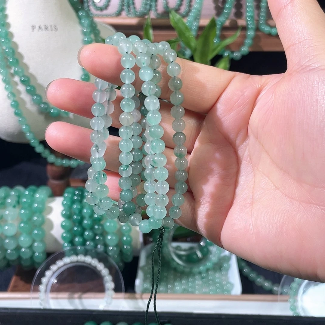 石英质玉（非洲翠）合金手链