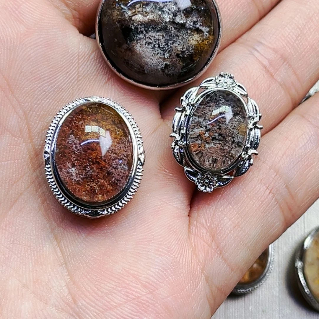 水晶戒指银S925镶嵌?*炭