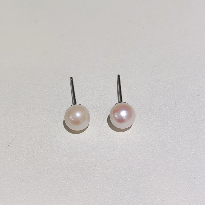 海水珍珠 akoya珍珠耳钉 S925银6.5-7.5mm