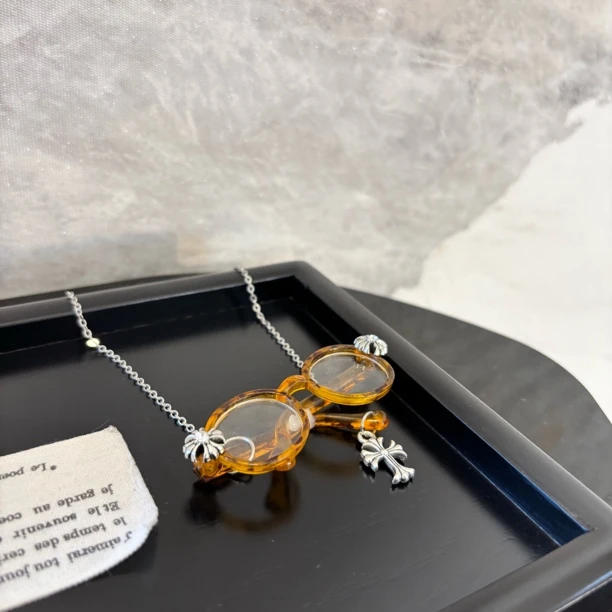 铜合金项链 十字豹纹眼镜项链XL3320