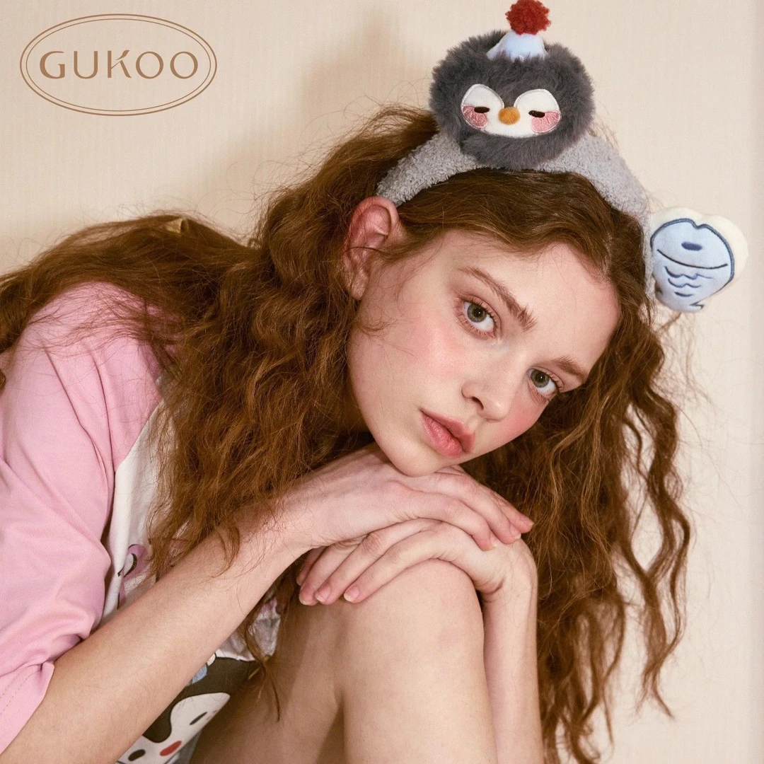 Gukoo/果壳发箍毛绒小企鹅新款可爱洗脸束发带女生洗漱发箍发饰