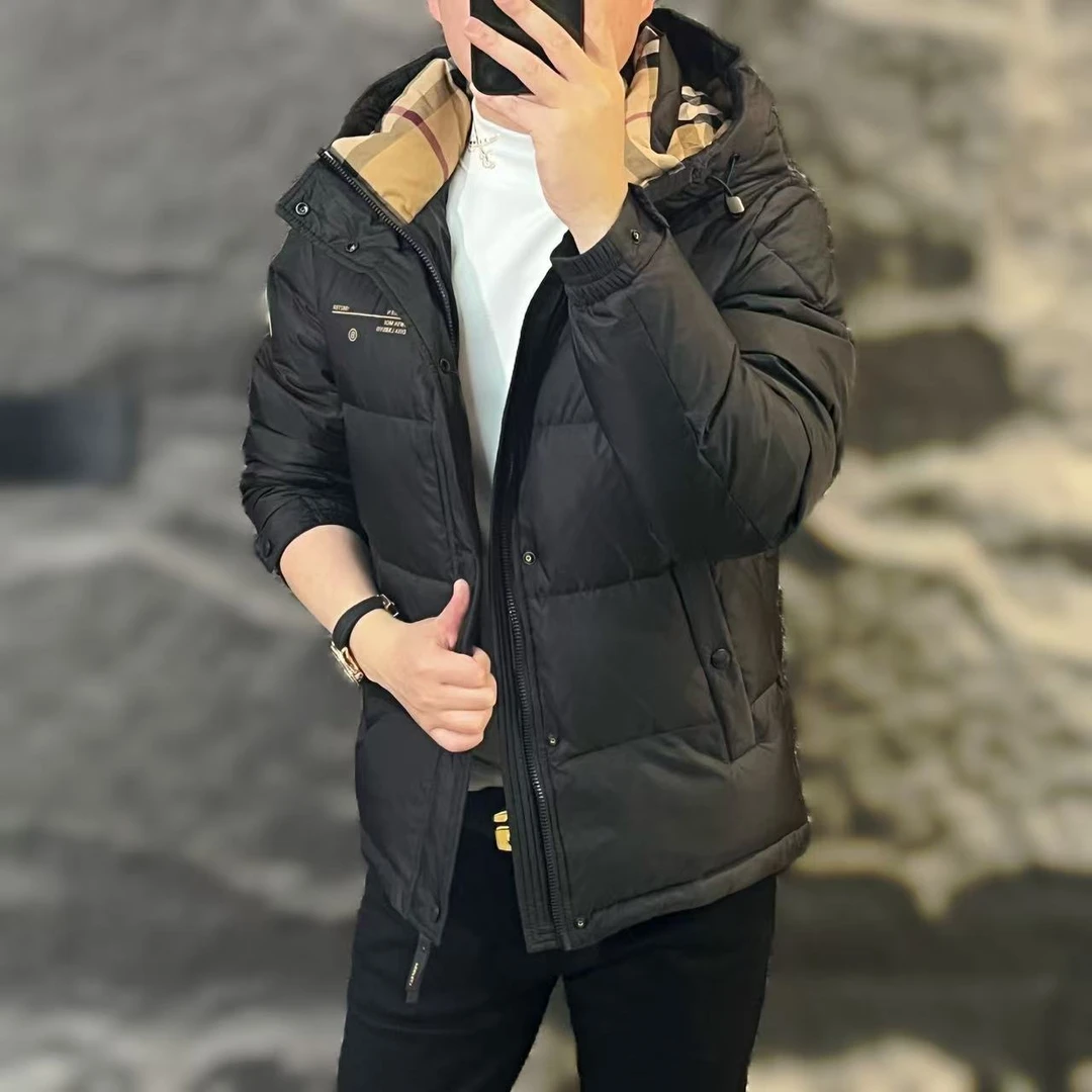 新款高端男士秋冬潮流百搭时尚个性连帽休闲羽绒服