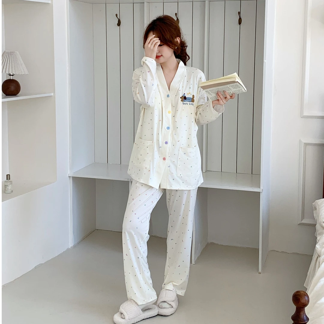 【秋冬云感棉带胸垫】月子服产后哺乳睡衣孕妇喂奶住院服家居服产妇