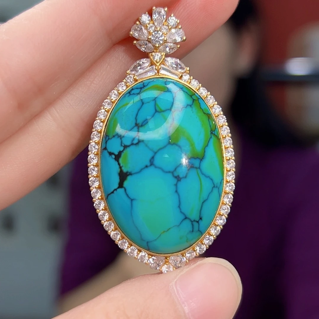 18K金镶嵌绿松石珠宝奇石