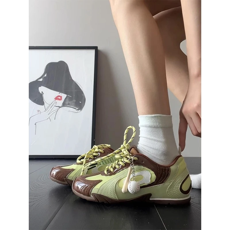 小众赛车鞋内增高德训鞋子女2025新款爆款网面透气休闲轻便运动鞋