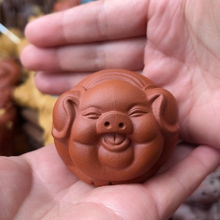 紫砂茶宠白****5紫砂团圆猪