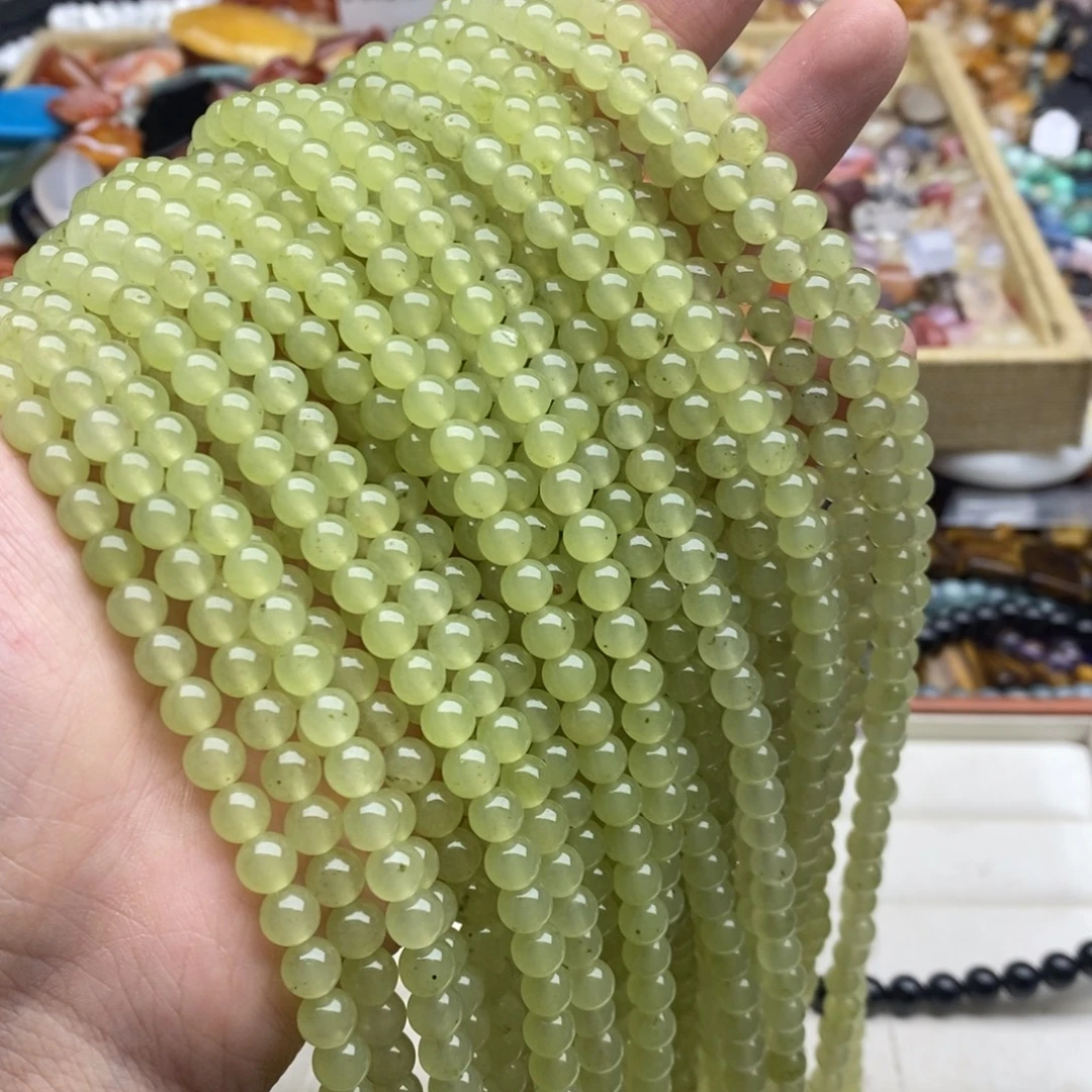 玛瑙/玉髓未镶嵌珠宝半成品一条微瑕天然6mm晴水绿玉髓