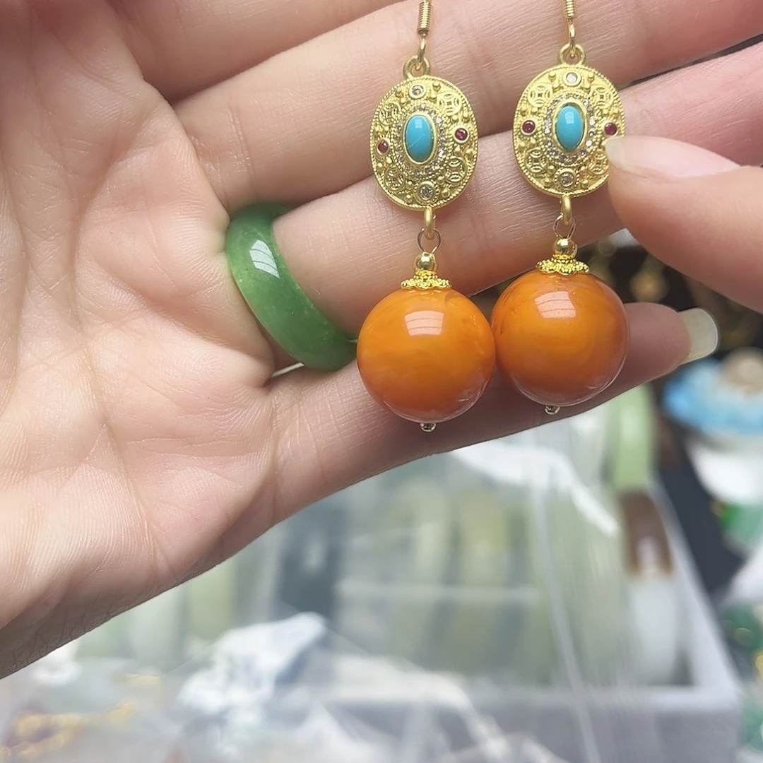 翡翠未镶嵌耳饰圆