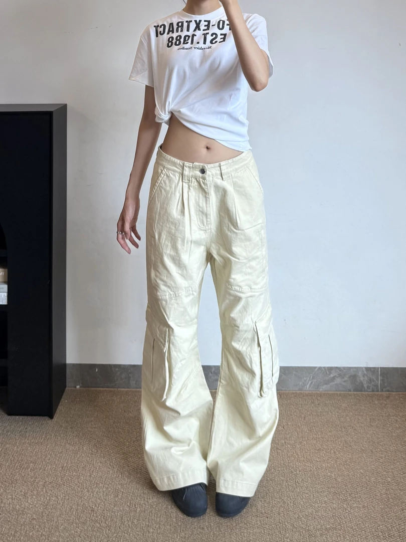 XTD美式复古高街vibe口袋工装解构设计休闲裤女潮ins直筒微喇潮