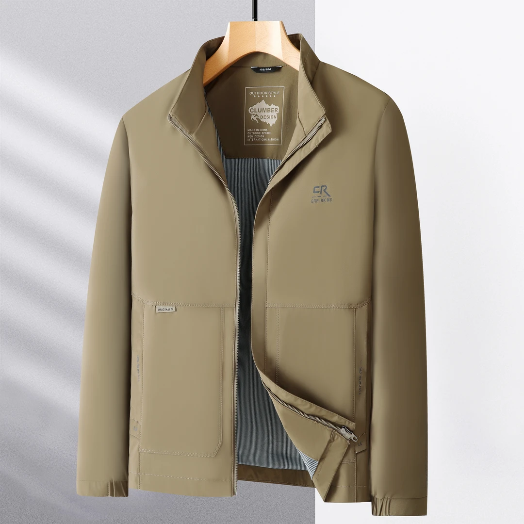 豹王多斯纯色夹克防风免烫处理本布下摆常规薄款收口袖春秋款