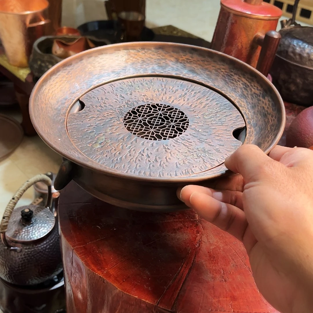 紫铜22宋湿水洗壶承手工锻打工艺