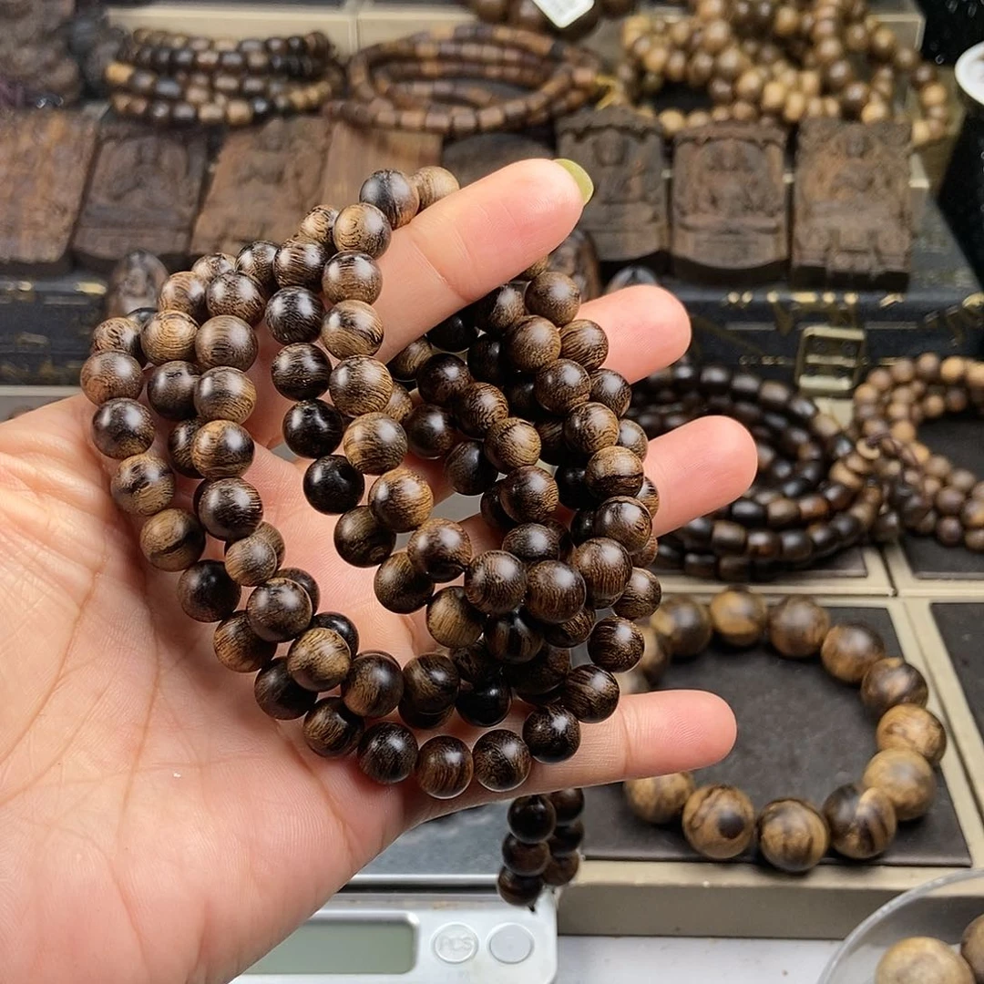 沉香手串双****福越南芽庄白虎斑留疤