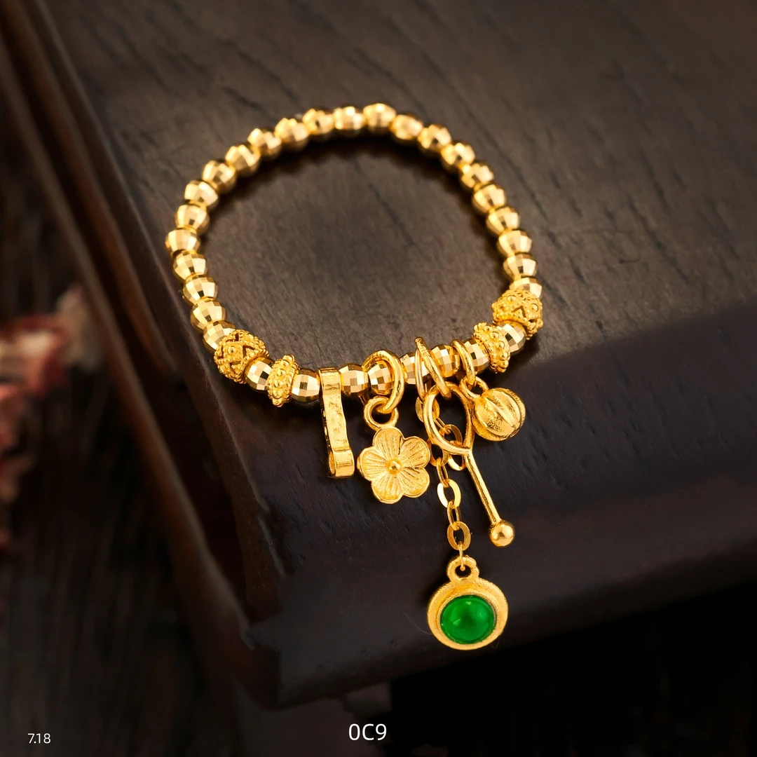 【金豆原创】小清浅||18K金缅A翡小钢炮超灵动流苏戒指戒圈C