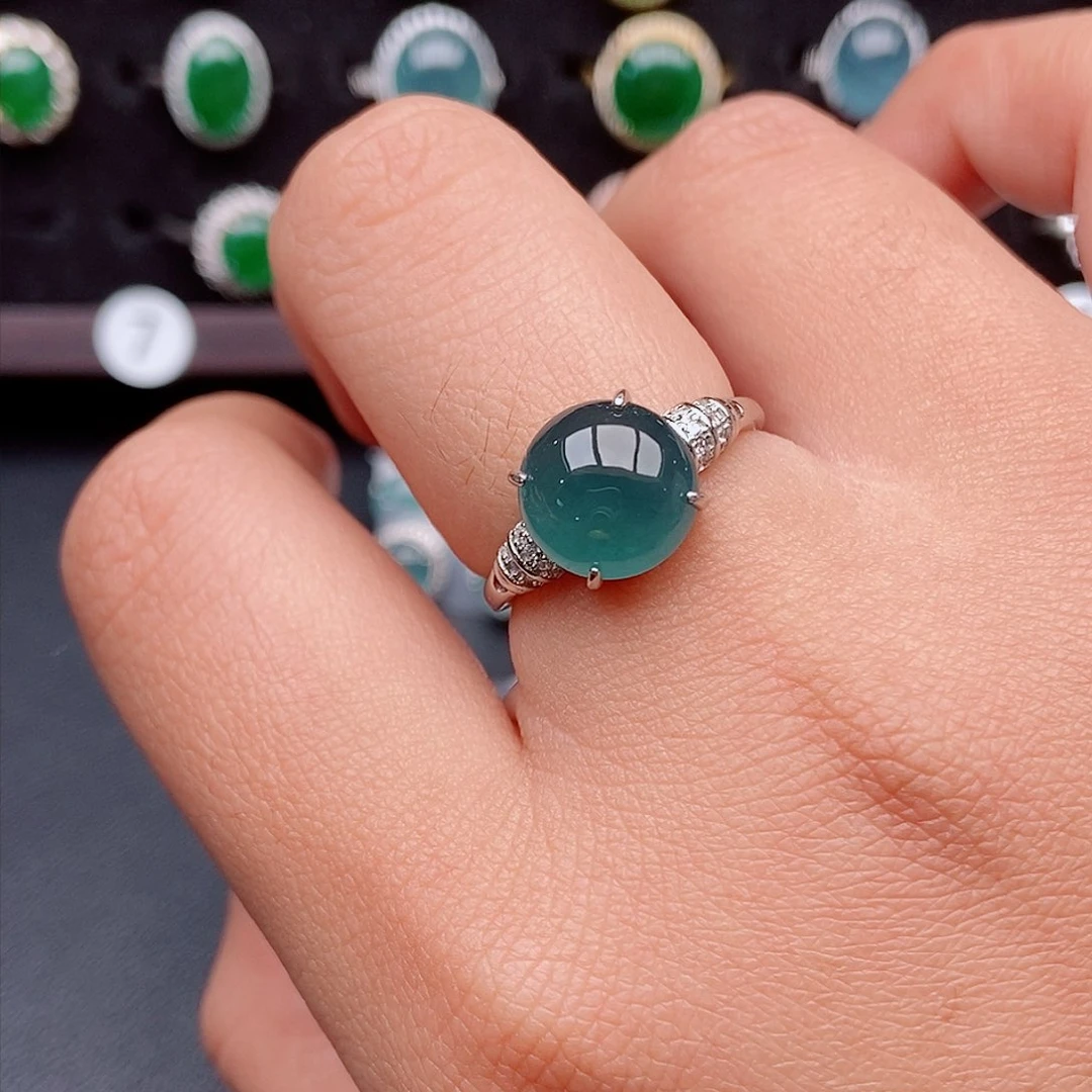 翡翠戒指银S925镶嵌O***仔52365