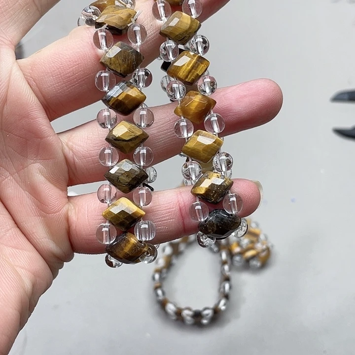 玛瑙/玉髓珠宝半成品合金2条虎眼手牌