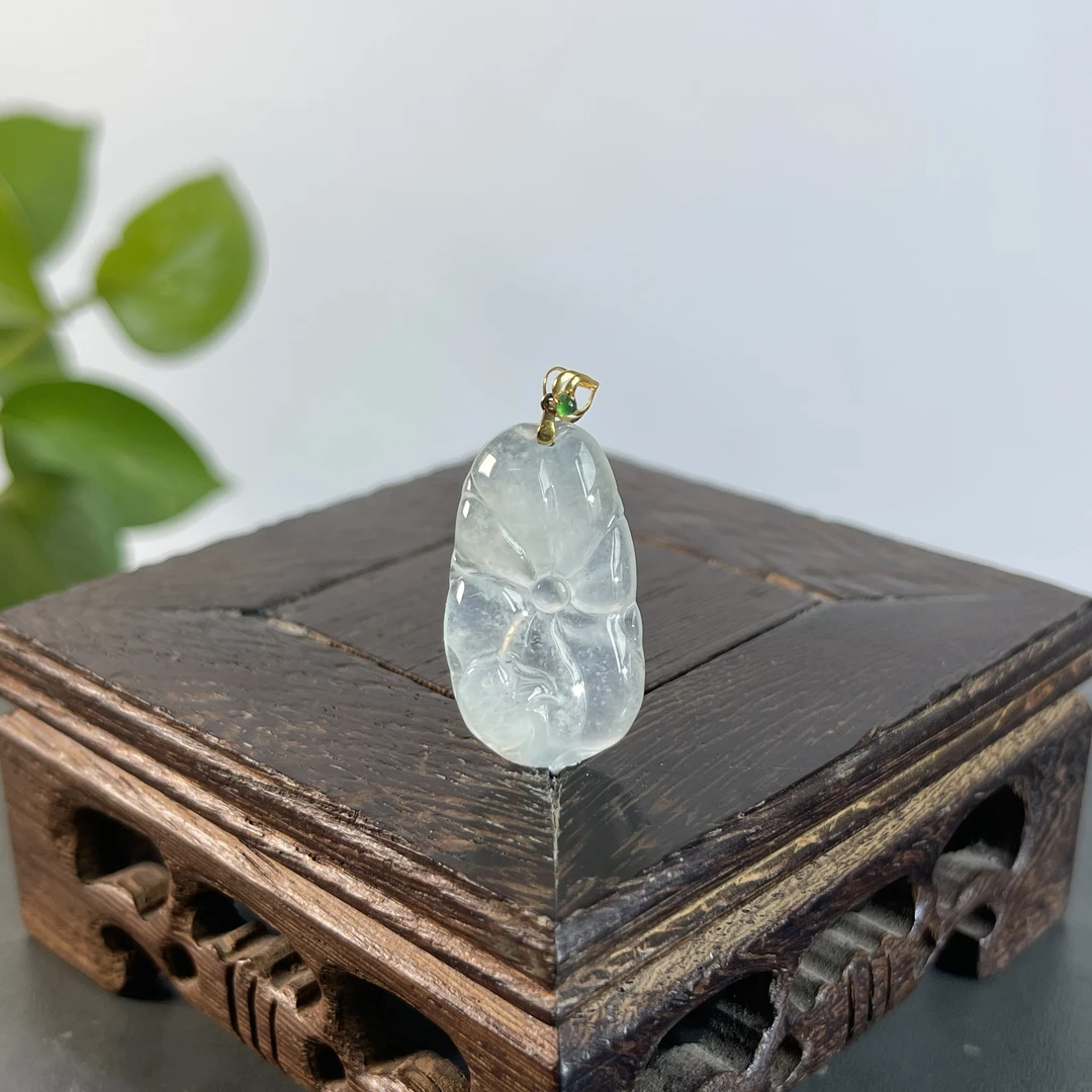 JXW31-55 天然翡翠缅甸A货 18K扣和和美美