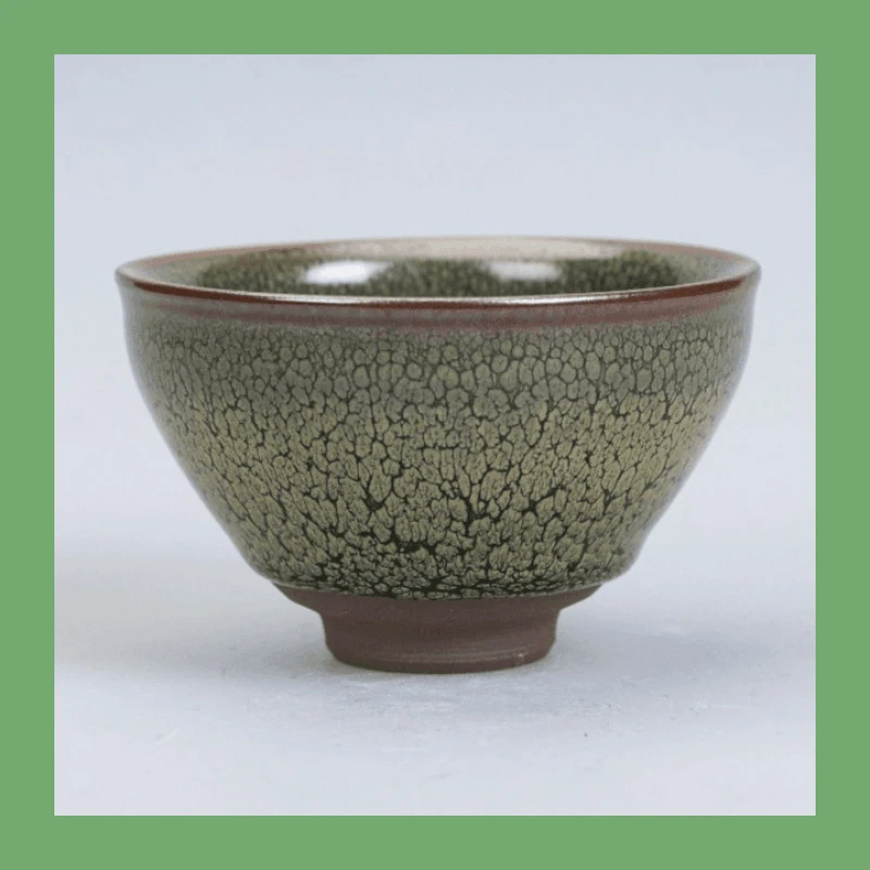 手工打造绿鹧鸪造型束口建窑建盏原矿原釉瓷器精致茶盏可作主人杯