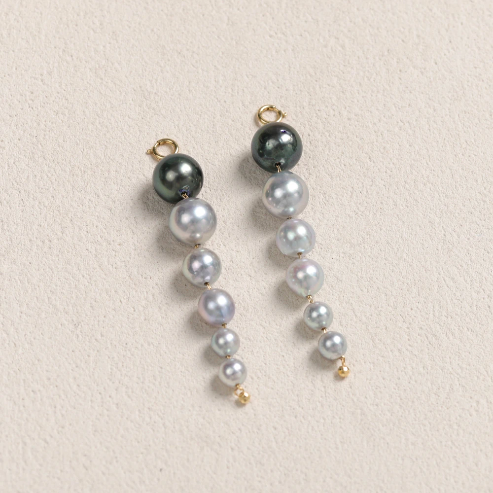 【叭哒不惑】18k金8-9大溪地4-9mm银蓝AKOYA吊坠 长5.5cm多样性发一