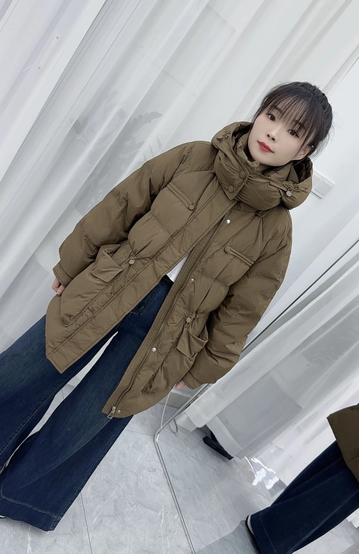 90绒韩版优等品女装立领加厚拉链连帽