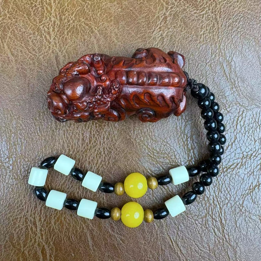 江山文玩阁紫檀手串（无礼盒）貔貅手把件@@ys945