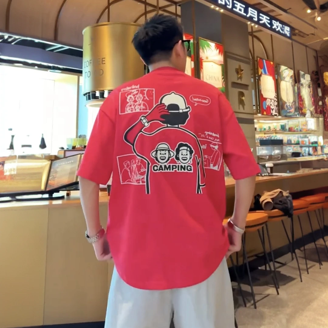 夏季新款潮牌t恤男卡通印花短袖韩版轻奢痞帅网红洋气时尚半袖