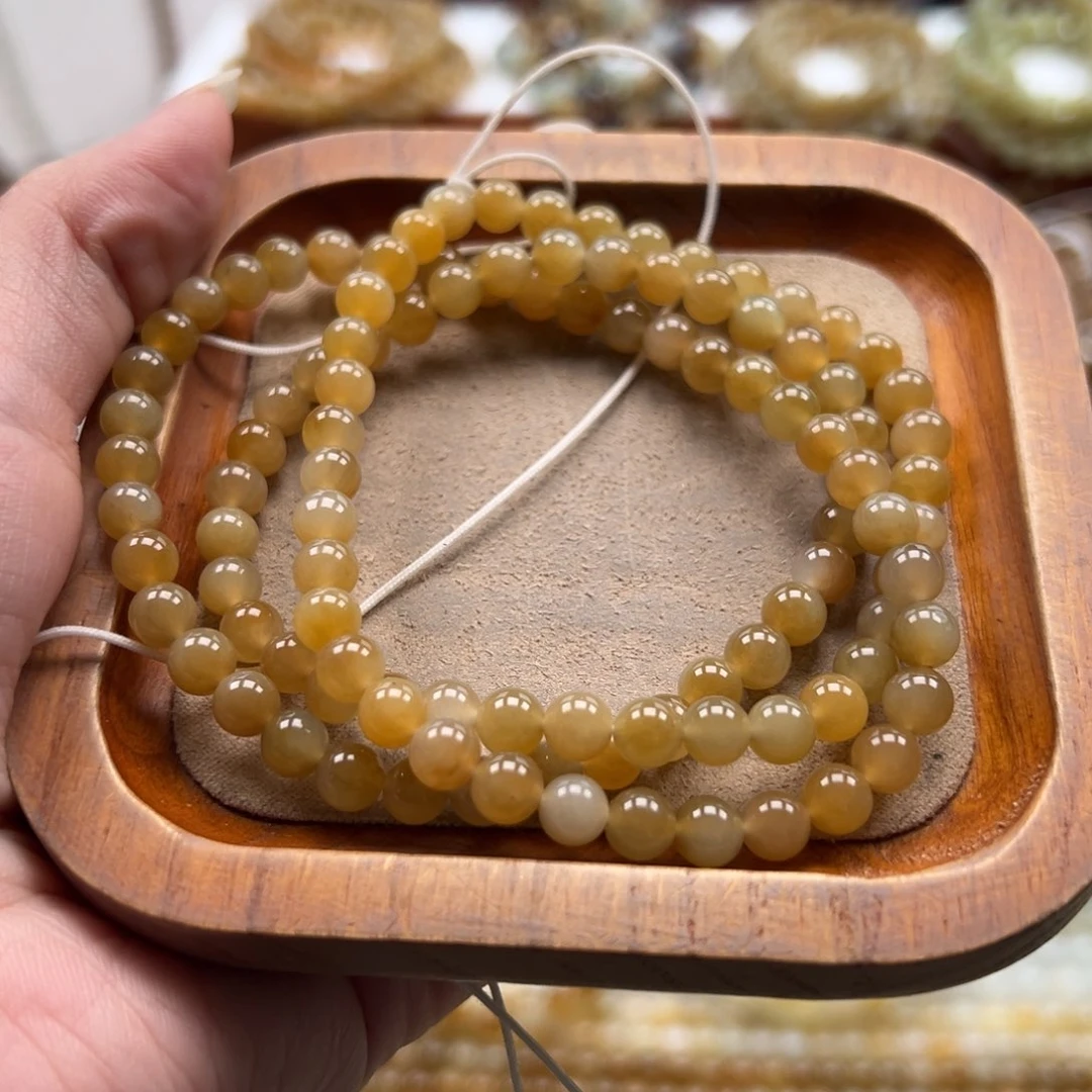 毛衣链未镶嵌和田玉珠串6mm