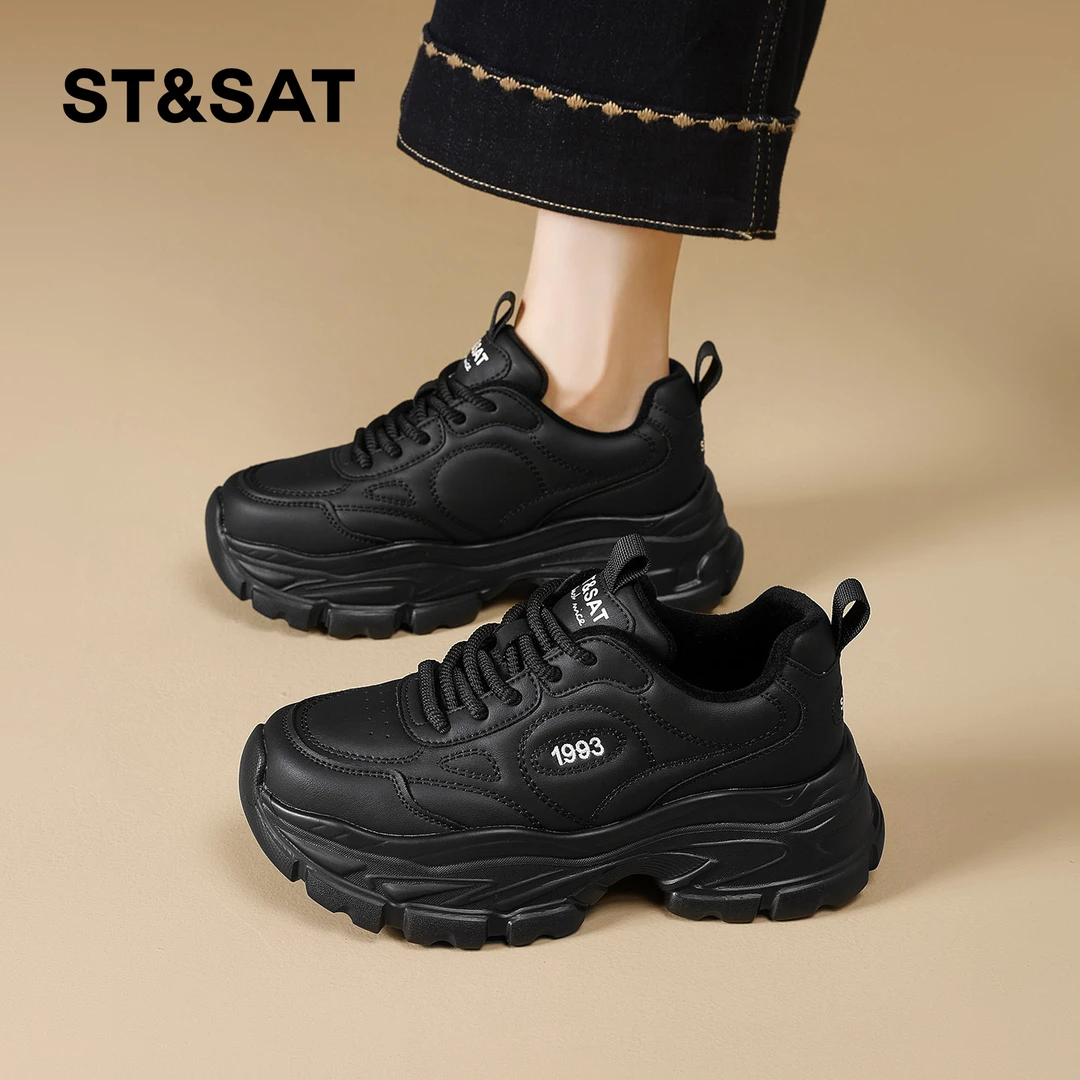 星期六加绒老爹鞋女2025新款冬季厚底轻便休闲运动鞋显脚小松糕鞋