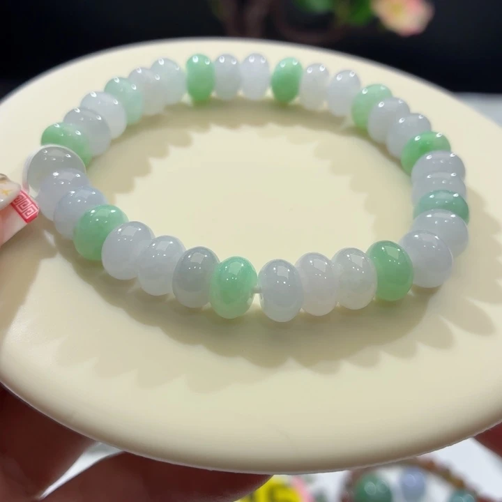 未镶嵌手链翡翠冰胶鼓珠卡8.9 ＇