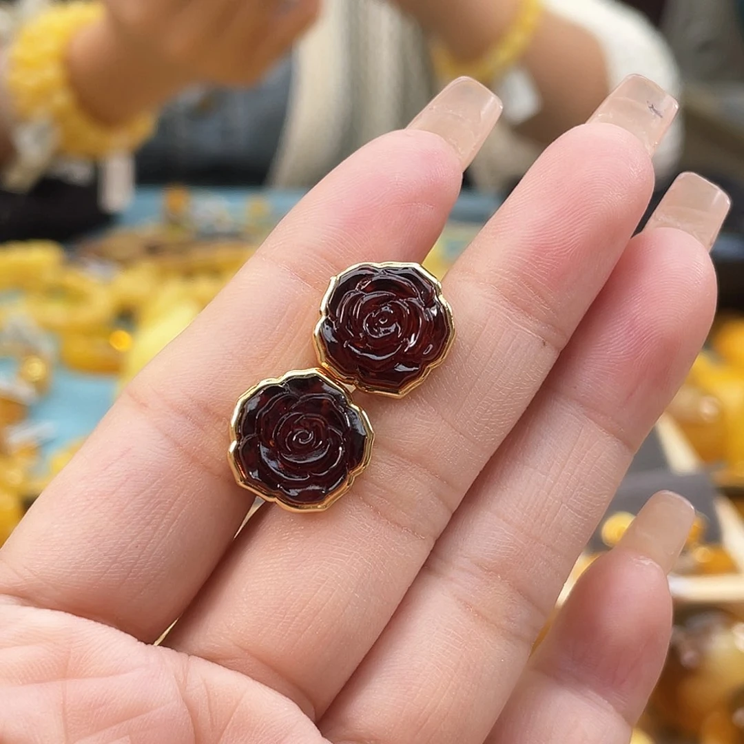 银S925镶嵌琥珀裸石琥珀h