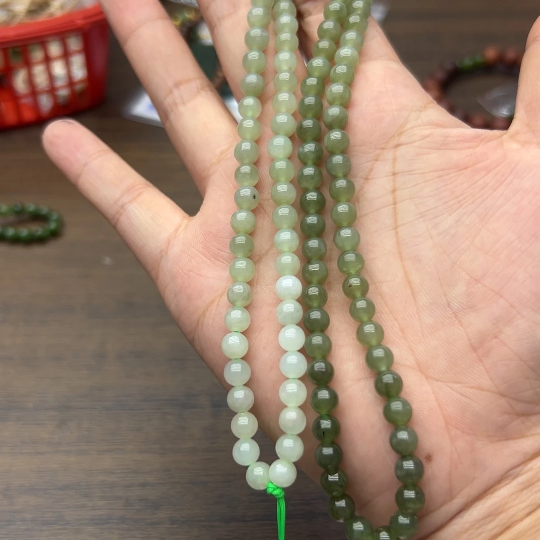 和田玉未镶嵌颈饰渐变108卡6