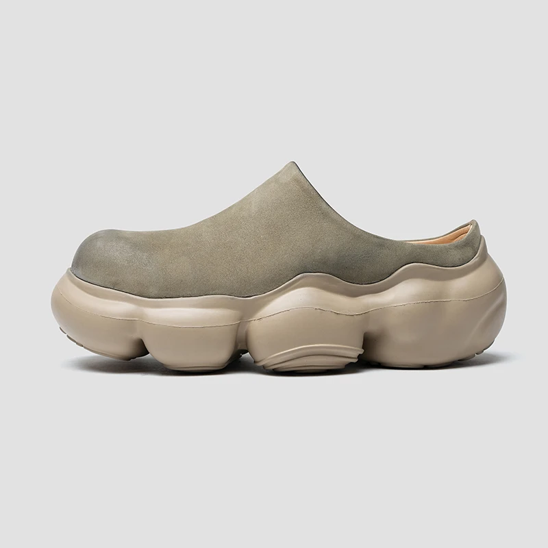 全真皮6cm增高博肯鞋男款无后跟男鞋2025夏季新款包头拖鞋穆勒鞋