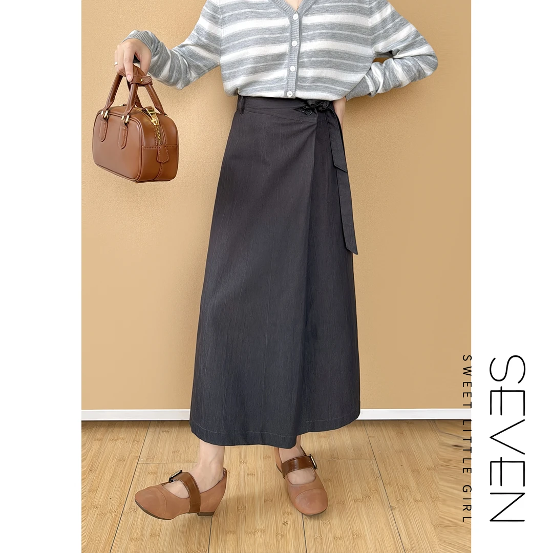 结系裙⑧七七146小个子早秋新款高级感灰色遮肉显瘦半身裙女小美说