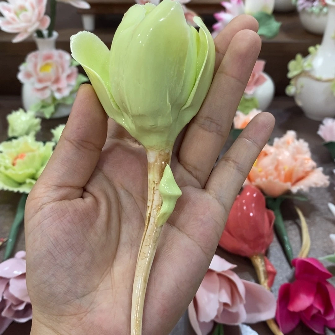瓷片陶瓷手工花摆件工艺品