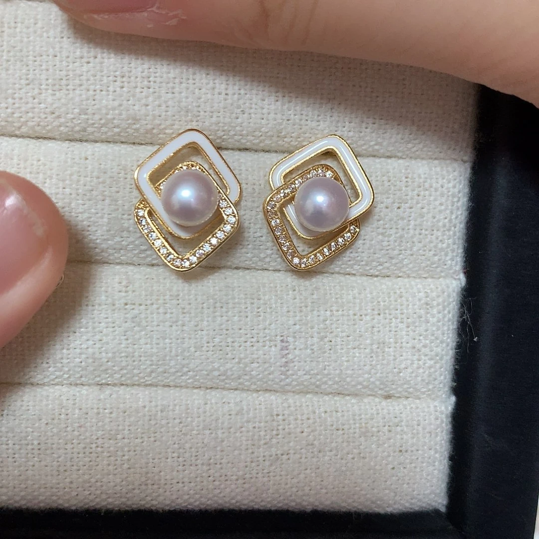 淡水珍珠耳饰合金