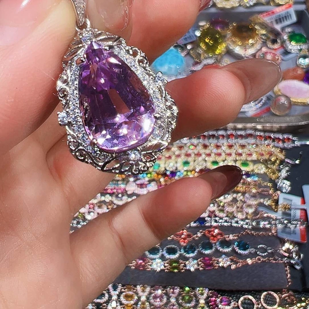 银S925镶嵌锂辉石吊坠翅*鱼