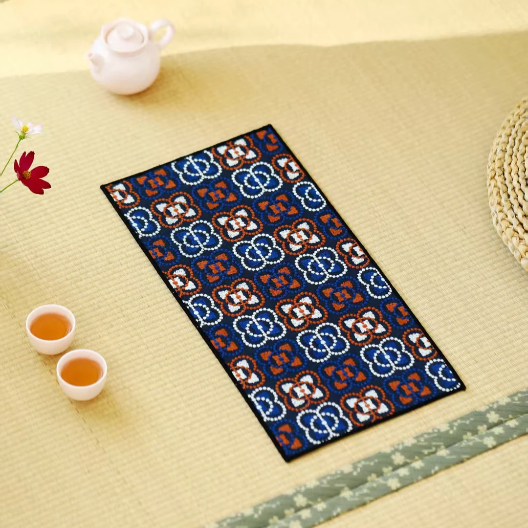 持一堂手作国风棉布刺绣干泡席中式禅意茶席茶桌隔热垫垫桌旗茶垫